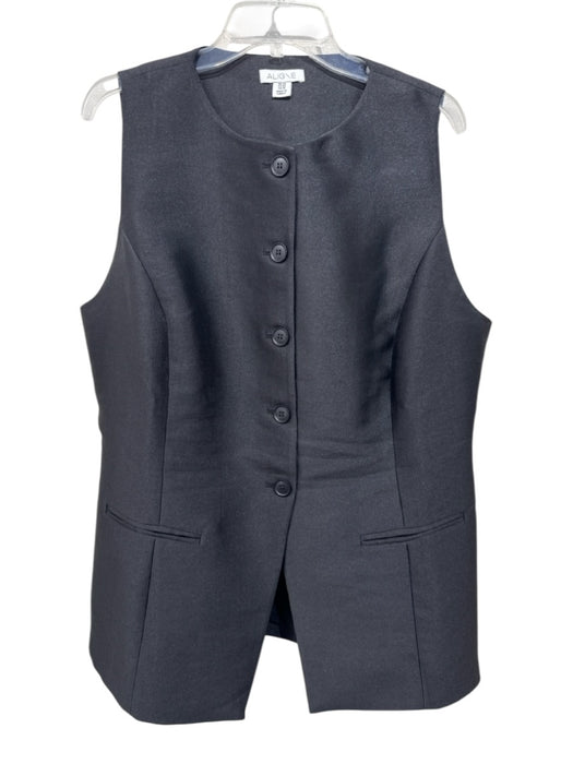 Aligne Size US 16 Black Button Up Princess Seams Welt Pocket Vest Top Black / 16