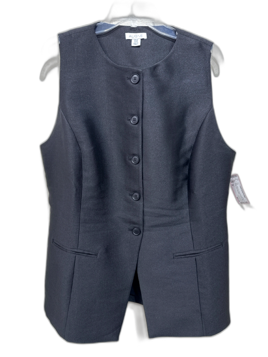 Aligne Size 16 Black Button Up Princess Seams Welt Pocket Vest Top Black / 16
