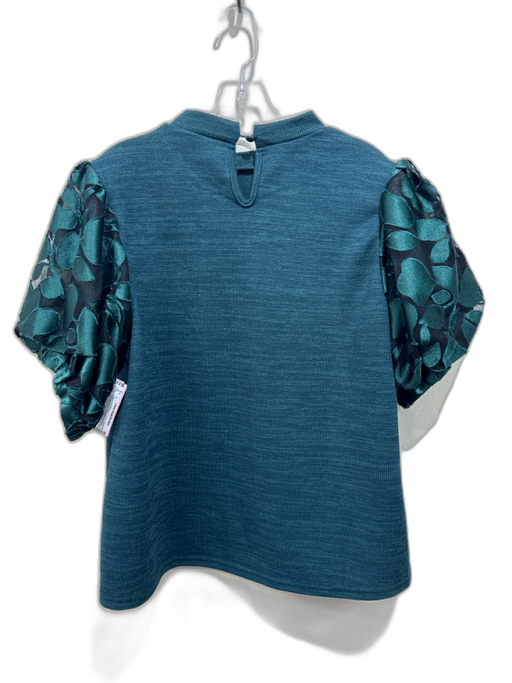 THML Size XL Emerald Green Polyester & Spandex Short Balloon Sleeve Knit Top Emerald Green / XL