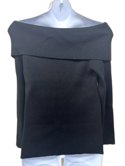 Banana Republic Size XL Black Rayon Blend Ribbed Off Shoulder Sweater Black / XL