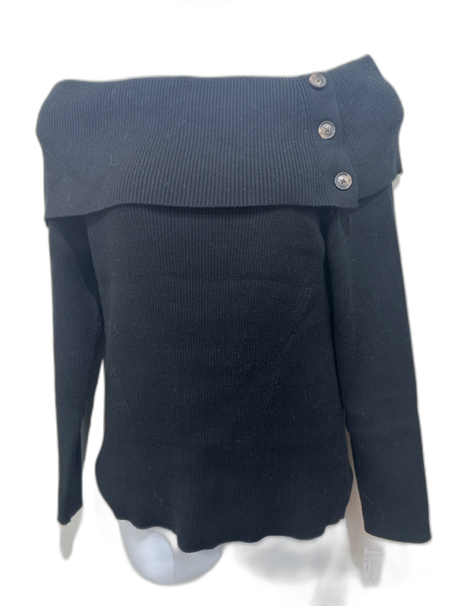 Banana Republic Size XL Black Rayon Blend Ribbed Off Shoulder Sweater Black / XL