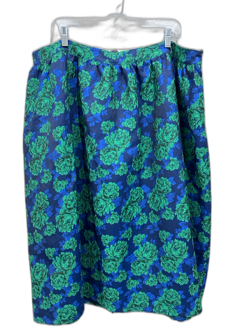 Sunday in Brooklyn Size 1X Green & Black Polyester Back Zip Puckered Skirt Green & Black / 1X