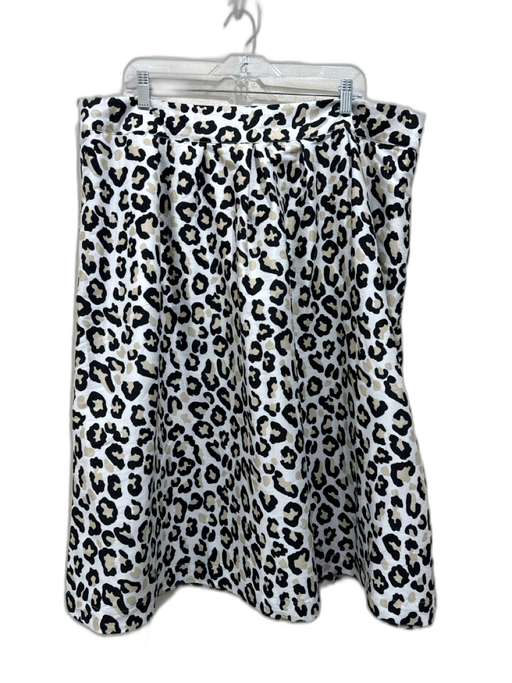 Crown & Ivy Size 18W White, Black & Tan Polyester Leopard Print Back Zip Skirt White, Black & Tan / 18W