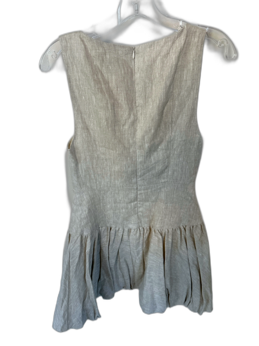 Dissh Size 4 Oatmeal Linen Sleeveless Back Zip Bubble Hem Dress Oatmeal / 4