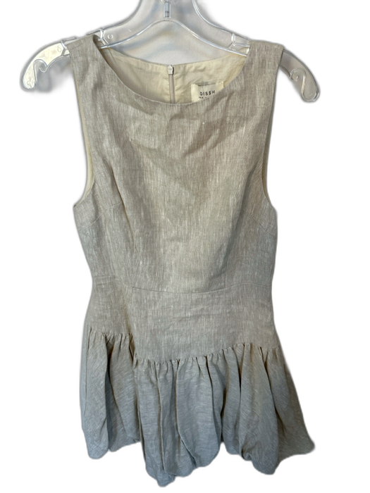 Dissh Size 4 Oatmeal Linen Sleeveless Back Zip Bubble Hem Dress Oatmeal / 4