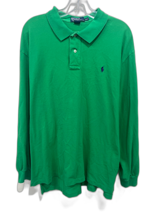 Polo Size XXL Green Cotton Solid Men's Long Sleeve Shirt Green / XXL