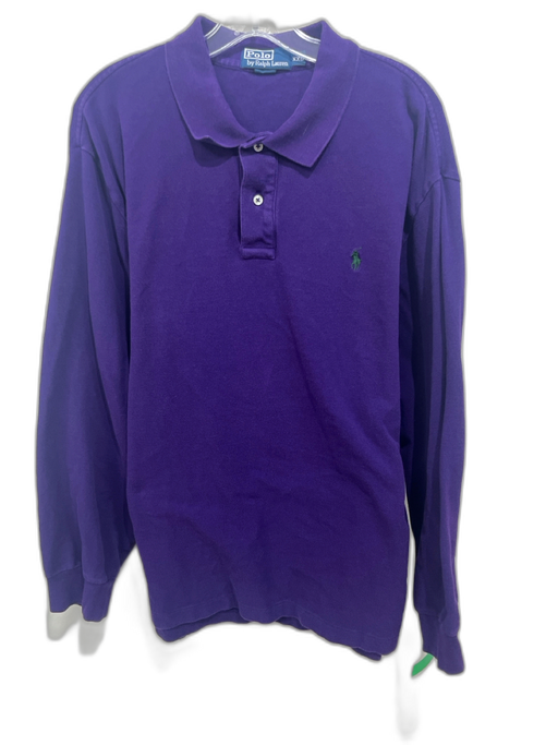 Polo Size XXL Purple Cotton Solid Men's Long Sleeve Shirt Purple / XXL