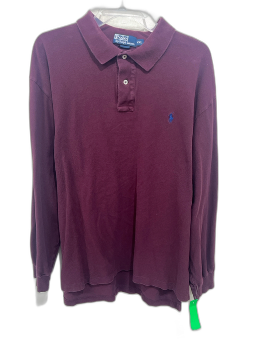 Polo Size XXL Dark Purple Cotton Solid Men's Long Sleeve Shirt Dark Purple / XXL