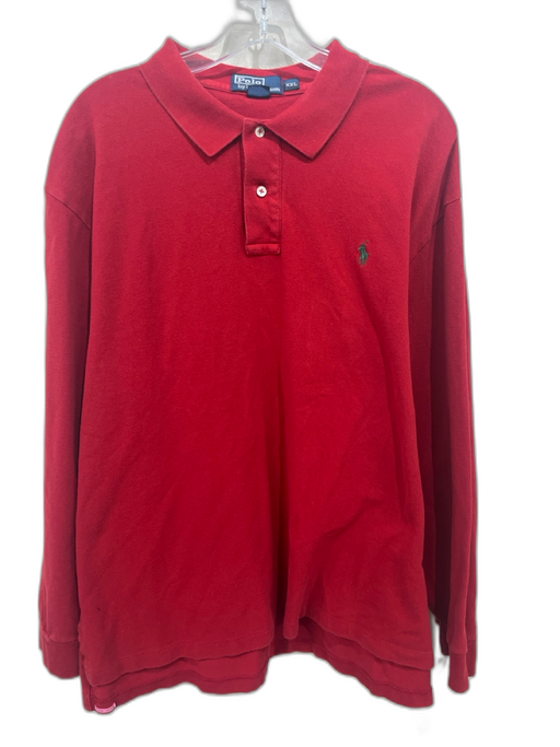 Polo Size XXL Red Cotton Solid Men's Long Sleeve Shirt Red / XXL