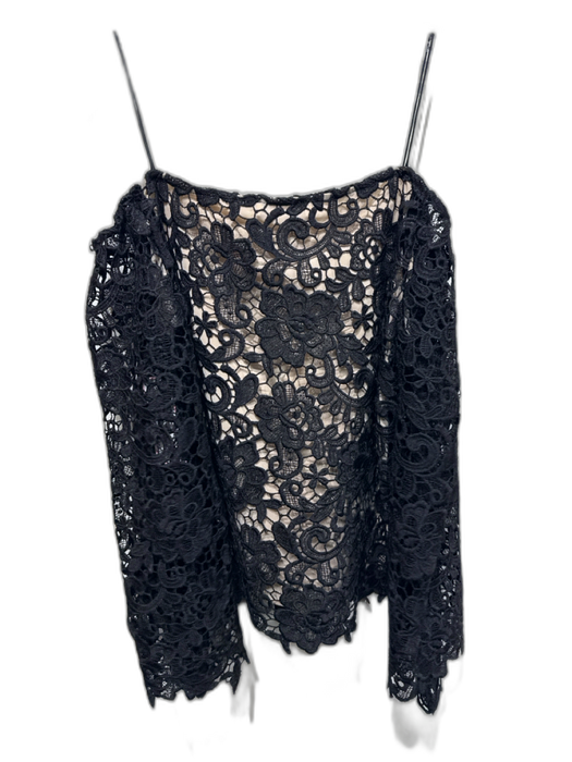 Alice + Olivia Size S/P Black Polyester Lace Overlay Off Shoulder Lined Top Black / S/P
