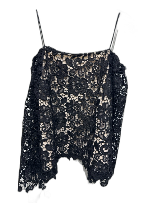 Alice + Olivia Size S/P Black Polyester Lace Overlay Off Shoulder Lined Top Black / S/P