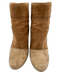 Joie Shoe Size 37 Brown, Tan & Cream Faux Suede Whipstitching Round Toe Booties Brown, Tan & Cream / 37