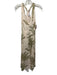 Reiss Size 2 Beige & Green Linen Sleeveless Palm Tree Midi Dress Beige & Green / 2