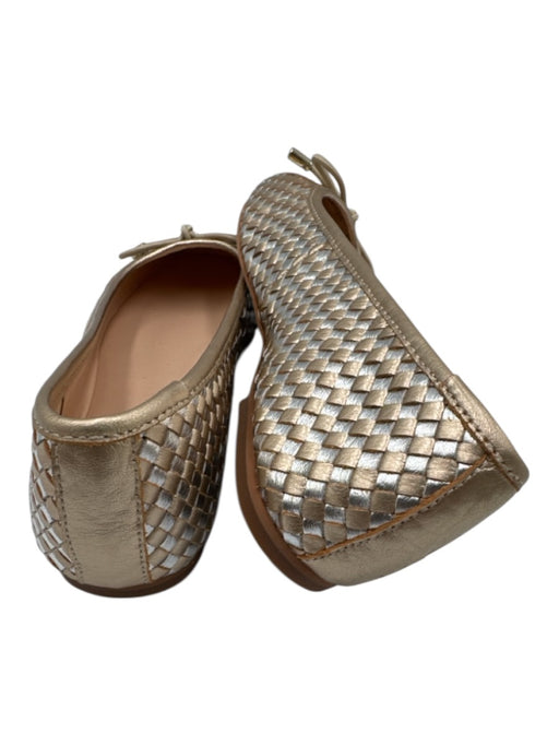 Dune Shoe Size 38 Gold & Silver Leather Upper Bow detail Woven Square Toe Flats Gold & Silver / 38
