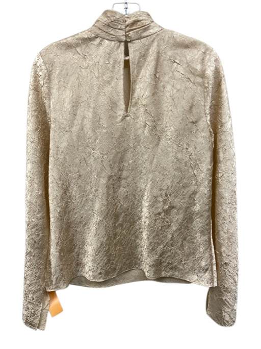 Rails Size Small Light Gold Polyester Long Sleeve Crinkle Mock Neck Top Light Gold / Small