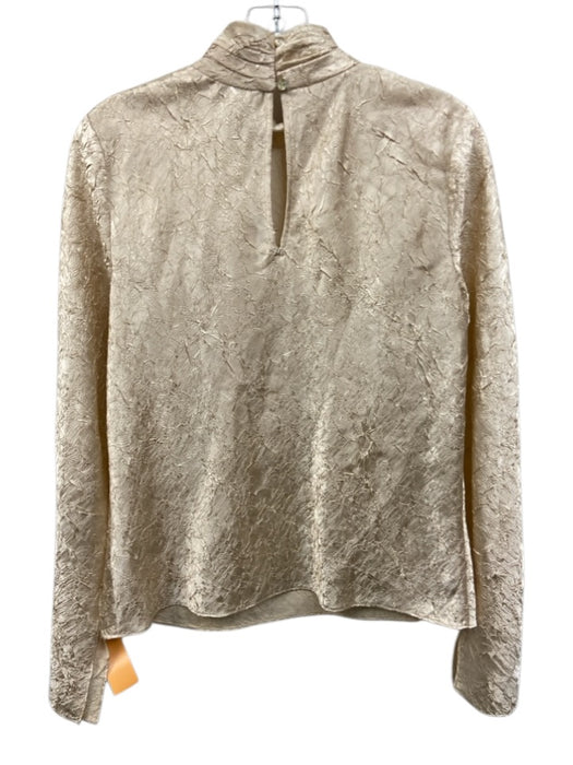 Rails Size Small Light Gold Polyester Long Sleeve Crinkle Mock Neck Top Light Gold / Small