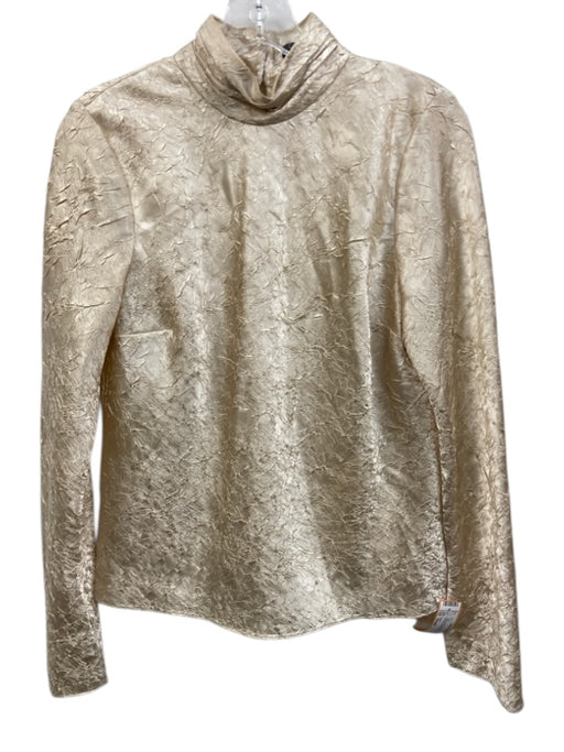 Rails Size Small Light Gold Polyester Long Sleeve Crinkle Mock Neck Top Light Gold / Small