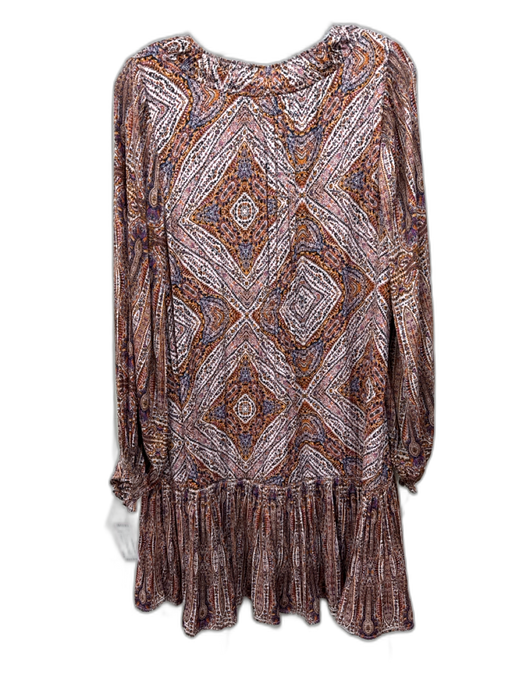 Anthropologie Size S cream, brown & multi print Polyester Abstract Print Dress cream, brown & multi print / S