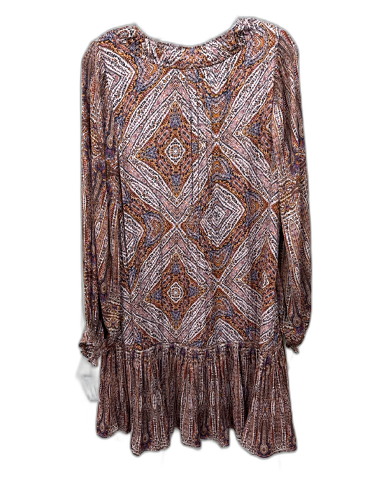 Anthropologie Size S cream, brown & multi print Polyester Abstract Print Dress cream, brown & multi print / S