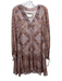 Anthropologie Size S cream, brown & multi print Polyester Abstract Print Dress cream, brown & multi print / S