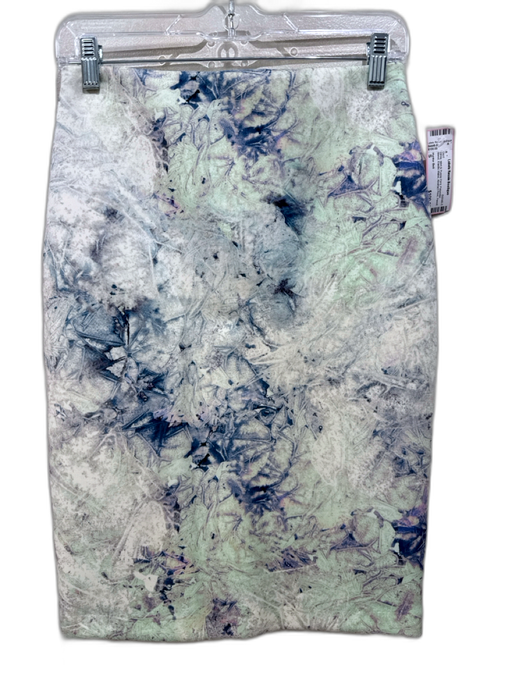 Hunter Bell Size S White, Mint & Purple Pirnt Polyester Blend Pencil Knee Skirt White, Mint & Purple Pirnt / S