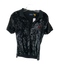Polo Ralph Lauren Size M Black Cotton Sequins Collar Short Sleeve Polo Top Black / M