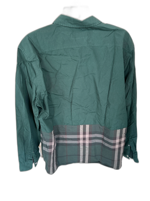 Burberry Size XL Forest Green & Tan Cotton Long Sleeve Plaid Button Down Top Forest Green & Tan / XL