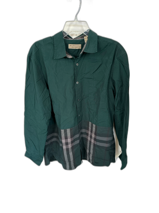 Burberry Size XL Forest Green & Tan Cotton Long Sleeve Plaid Button Down Top Forest Green & Tan / XL