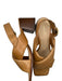 Arezzo Shoe Size 41 Brown Leather Criss Cross Gold Buckle Wood Heel Heels Brown / 41