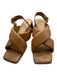 Arezzo Shoe Size 41 Brown Leather Criss Cross Gold Buckle Wood Heel Heels Brown / 41