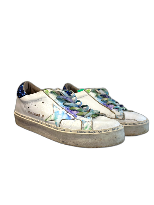 Golden Goose Shoe Size 38 White, Blue & Purple Leather Low Top lace up Sneakers White, Blue & Purple / 38