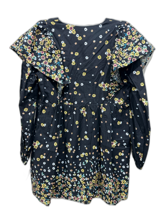 Lost & Wander Size Large Black, Yellow & Multi Cotton Long Balloon Sleeve Dress Black, Yellow & Multi / Large