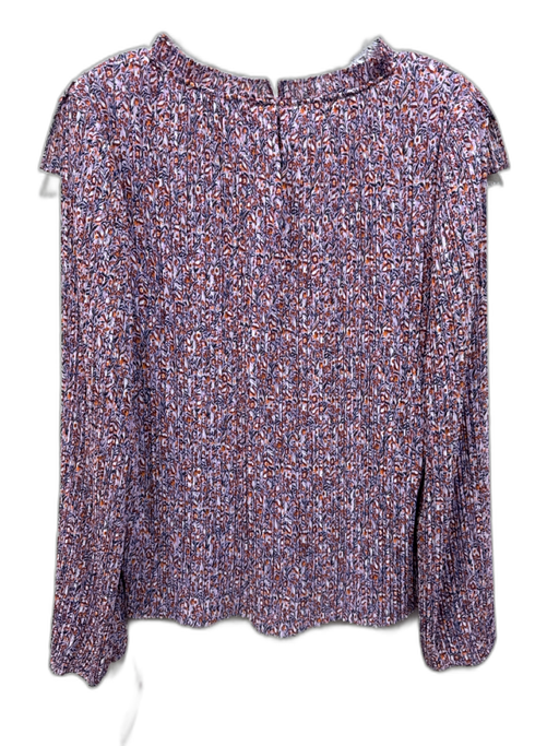 J. Crew Size L Pink, Brown & Multi Polyester Long Sleeve Floral Pleated Top Pink, Brown & Multi / L
