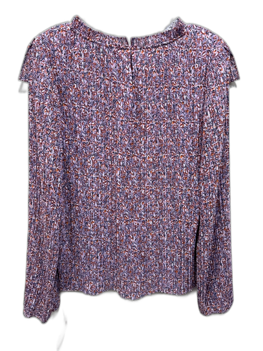 J. Crew Size L Pink, Brown & Multi Polyester Long Sleeve Floral Pleated Top Pink, Brown & Multi / L