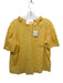 Free People Size Medium Yellow Cotton Short Puff Sleeve Floral Eyelet Top Yellow / Medium