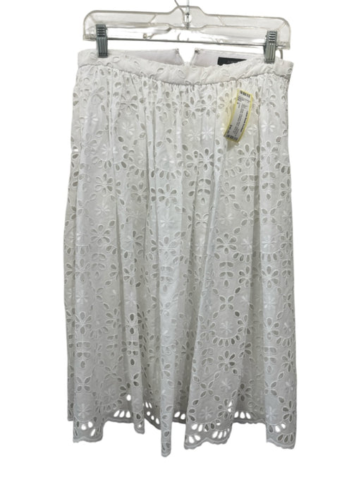 J Crew Size 6 White Polyester Blend Gathered Floral Eyelet Scalloped Hem Skirt White / 6