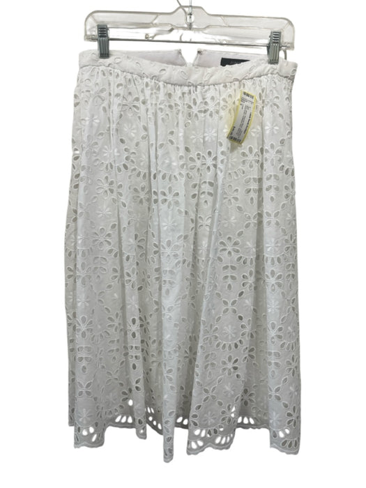 J Crew Size 6 White Polyester Blend Gathered Floral Eyelet Scalloped Hem Skirt White / 6