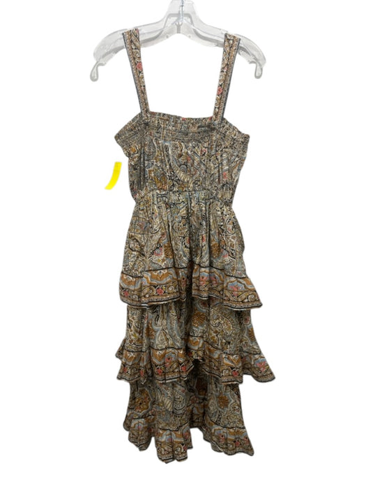 Cleobella Size Medium Brown, Blue, Pink Yarn Sleeveless Floral Print Dress Brown, Blue, Pink / Medium