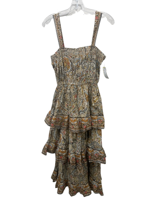 Cleobella Size Medium Brown, Blue, Pink Yarn Sleeveless Floral Print Dress Brown, Blue, Pink / Medium
