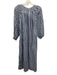 Lake Size Medium Navy & white Cotton Long puff sleeve Gingham V Neck Dress Navy & white / Medium