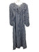 Lake Size Medium Navy & white Cotton Long puff sleeve Gingham V Neck Dress Navy & white / Medium