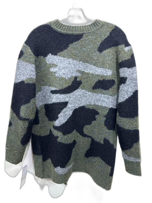 Aqua Size M Green, Black & Gray Recycled Polyester Camo Open Front Sweater Green, Black & Gray / M