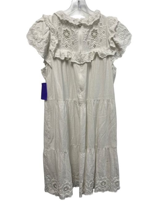 Sea New York Size M White Cotton Back Zip & clasp Ruffle Collar Dress White / M