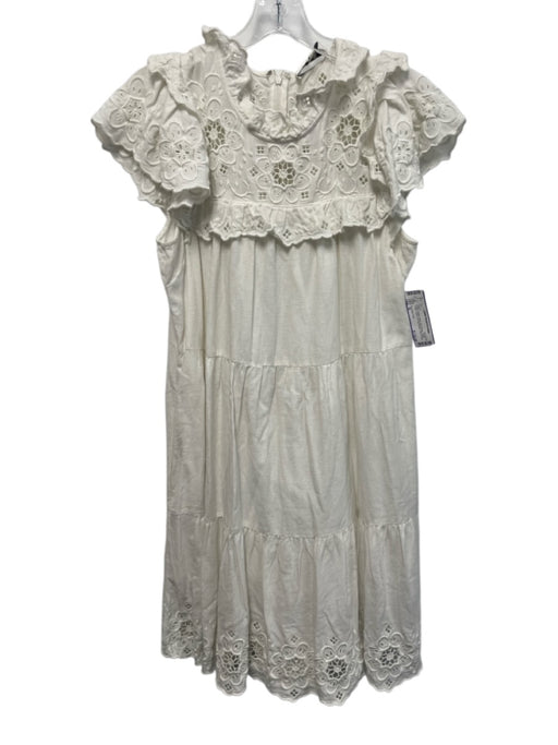 Sea New York Size M White Cotton Back Zip & clasp Ruffle Collar Dress White / M