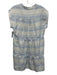 Marie Oliver Size M Blue & White Silk & Linen Mock Neck Half Button Down Dress Blue & White / M