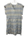 Marie Oliver Size M Blue & White Silk & Linen Mock Neck Half Button Down Dress Blue & White / M