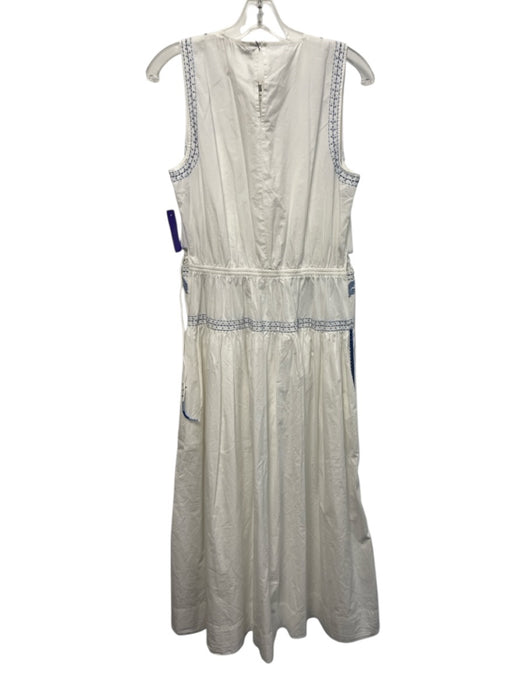 Zara Size M Navy, Light Blue & White Polyester Sleeveless Drawstring Waist Dress Navy, Light Blue & White / M