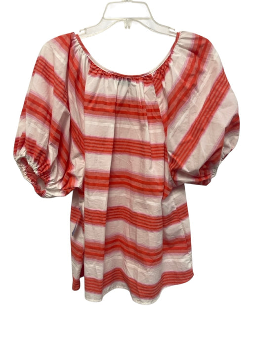 Never a Wallflower Size M Orange, Pink & White Cotton Blend V Neck Top Orange, Pink & White / M