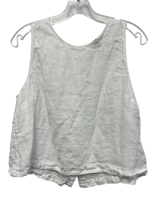 J. Crew Size L White Linen Sleeveless Back Button Down Top White / L