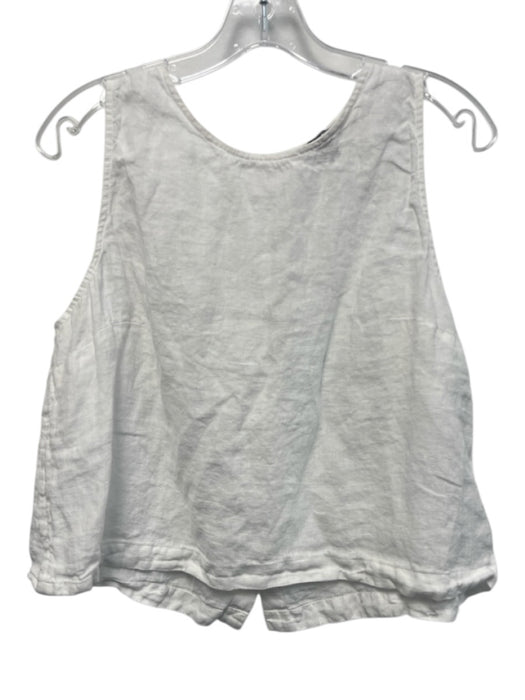 J. Crew Size L White Linen Sleeveless Back Button Down Top White / L
